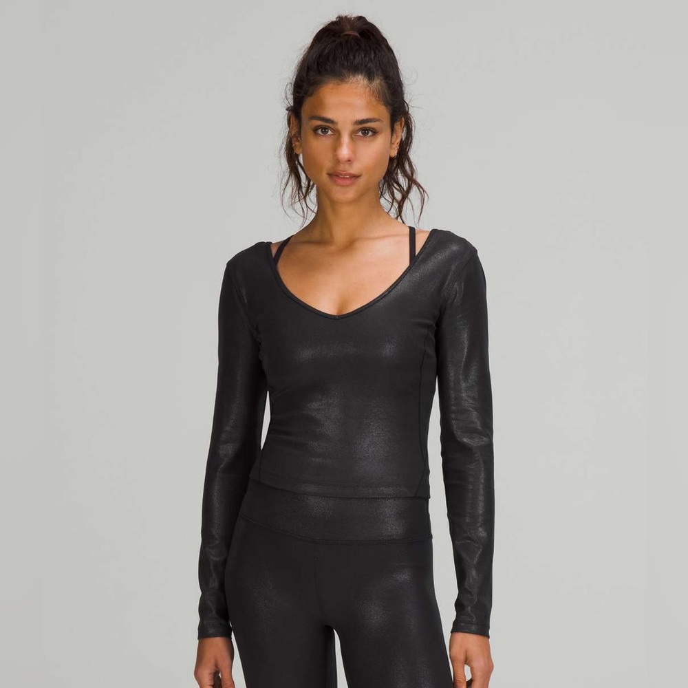 Shiny Black Long Sleeve Lululemon Align Top